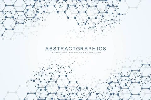 Abstract technology connect background lines and dots with hexagons. Modern Stock Illustration