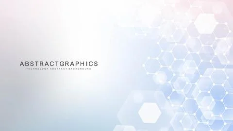 Abstract technology connect background lines and dots with hexagons. Modern Stock Illustration