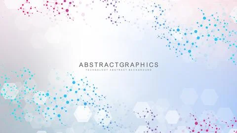 Abstract technology connect background lines and dots with hexagons. Modern Stock Illustration
