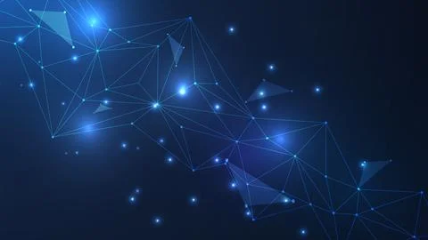 Abstract technology connect background lines and dots with hexagons. Modern Illustrazione stock