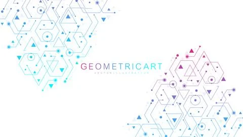 Abstract technology connect background lines and dots with hexagons. Modern Stock Illustration