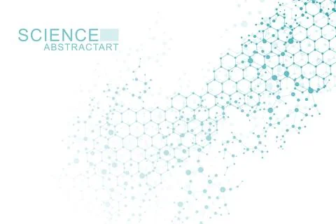 Abstract technology connect background lines and dots with hexagons. Modern Stock Illustration