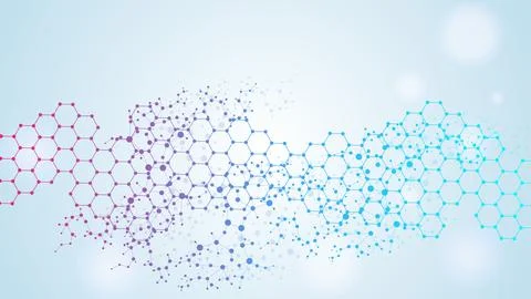Abstract technology connect background lines and dots with hexagons. Modern Stock Illustration