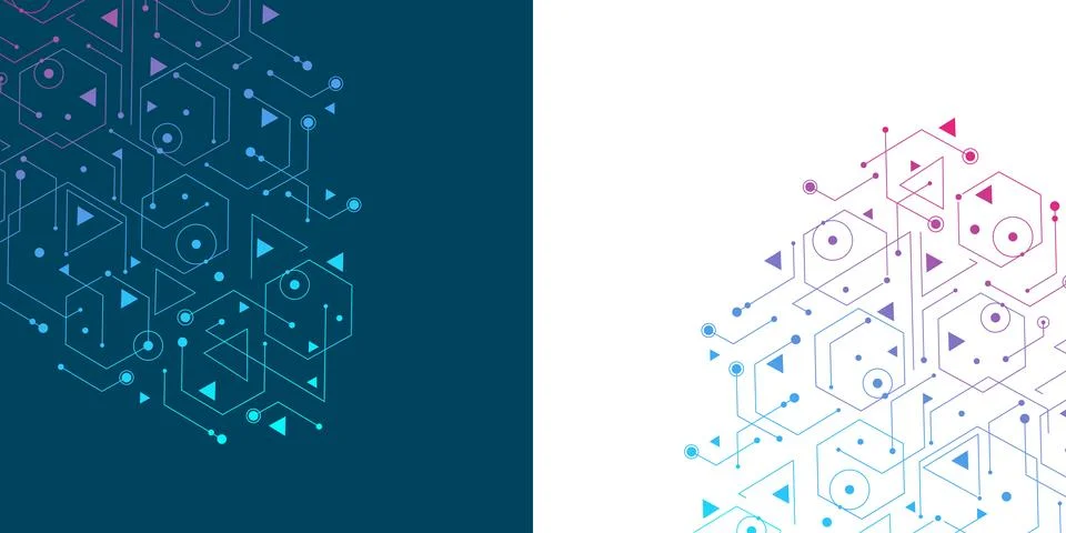 Abstract technology connect background lines and dots with hexagons. Modern Stock Illustration