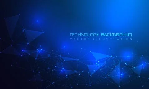 Abstract technology connect blue polygon triangle lines dots geometric Stock Illustration
