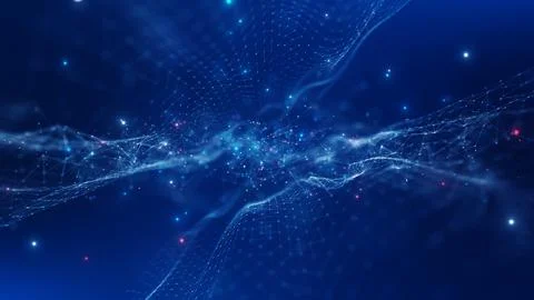 Abstract technology connected internet network with polygonal multicolored .. 库存插图