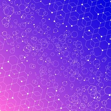 Abstract technology connection structure elements on colorful background. Illustrazione stock