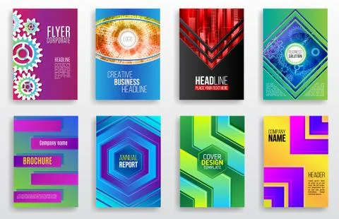 Abstract technology cover with various elements. High tech brochure design co 스톡 일러스트