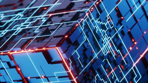 Abstract technology cube construction, 3d rendering. Vidéo 241240081