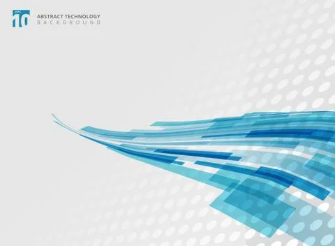 Abstract technology curve overlapped geometric squares shape blue colour pers Stock Illustration