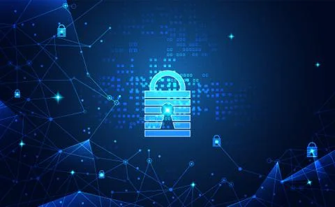 Abstract technology cyber security privacy information network concept padloc Иллюстрация