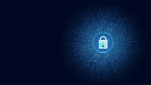 Abstract technology cyber security privacy information network concept padloc Illustrazione stock