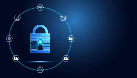 Abstract technology cyber security privacy icon information network concept p Illustration