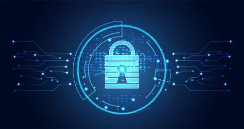 Abstract technology cyber security privacy information network concept padloc Illustrazione stock