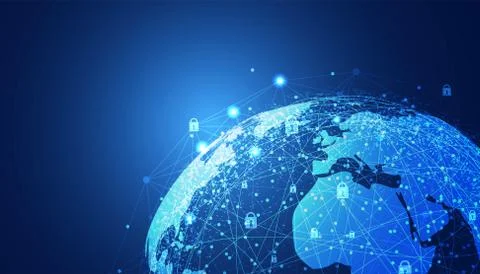 Abstract technology cyber security privacy world protect information network  Illustration
