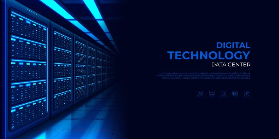 Abstract Technology Data Center Banner Stock Illustration