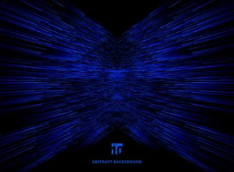 Abstract technology data connection speed blue lines perspective on dark back Stock Illustration
