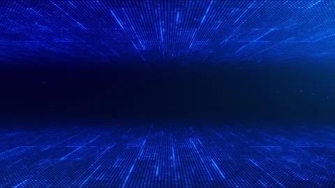 Abstract technology data flow blue digital glowing grid Video stock 258889230