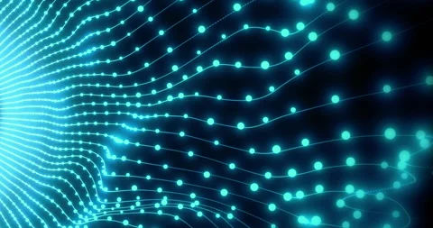 Abstract Technology Data Particle Glowing Lines Hi Tech Energy Background 4K Stock Footage 304235353