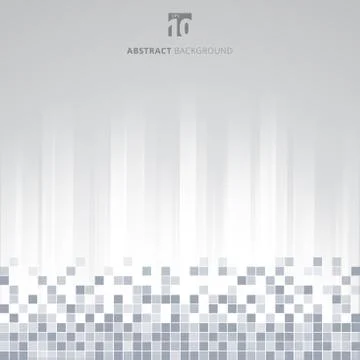 Abstract technology data pixel squares pattern on white striped straight back Illustrazione stock