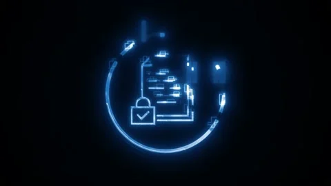 Abstract Technology Data Security Icon Reveal Animation Video stock 140355365