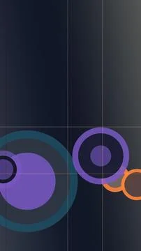 Abstract technology design featuring layered purple and orange circles with.. Stock Illustration