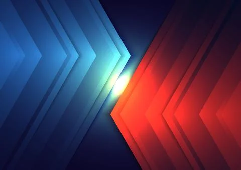 Abstract technology digital connection concept red and blue triangles arrows Stock Illustration