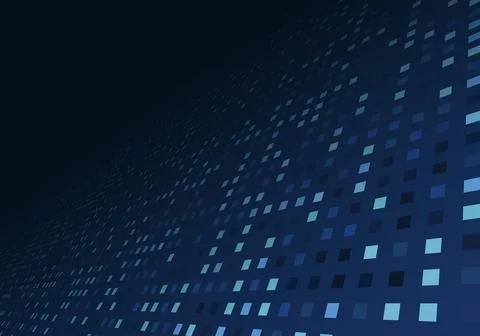 Abstract technology digital data blue square pixel pattern perspective backgr Illustrazione stock