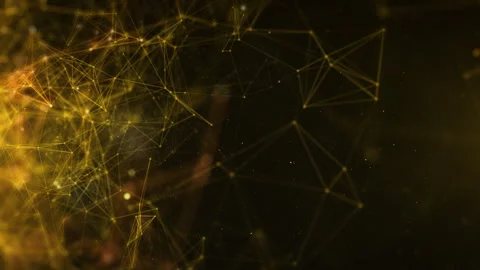 Abstract Technology Digital Gold Low Polygon Network 4K Motion Loop Stock Footage 258925029