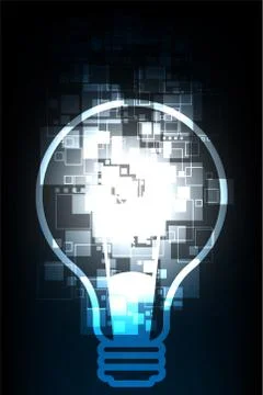 Abstract technology digital light bulb. Stockillustratie