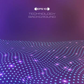 Abstract of technology dot with light on gradient purple background. Stock-Illustration
