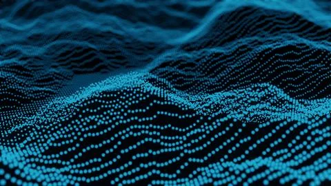 Abstract technology dynamic background. Many dots in motion. Modern backdrop. Stock Illustration