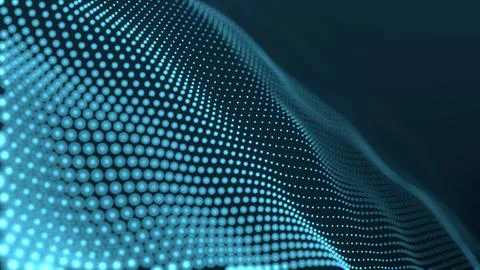 Abstract technology dynamic background. Many dots in motion. Modern backdrop. Stock Photos