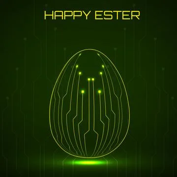 Abstract technology Easter eggs with circuit board. Happy Easter Egg Stock Illustration