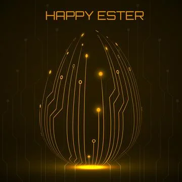 Abstract technology Easter eggs with circuit board. Happy Easter Egg Stock Illustration