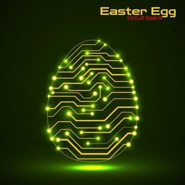 Abstract technology Easter eggs with circuit board. Happy Easter Egg Stock Illustration