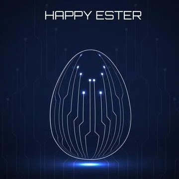 Abstract technology Easter eggs with circuit board. Happy Easter Egg Stock Illustration