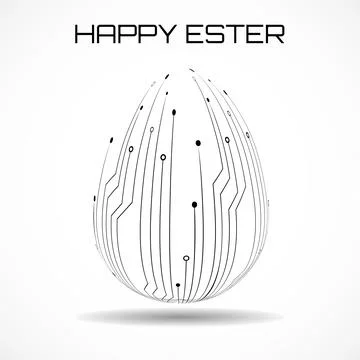 Abstract technology Easter eggs with circuit board. Happy Easter Egg Stock Illustration