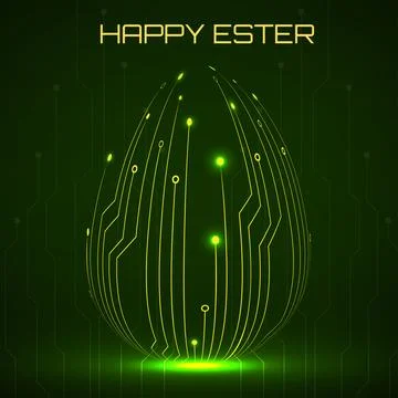 Abstract technology Easter eggs with circuit board. Happy Easter Egg Stock Illustration