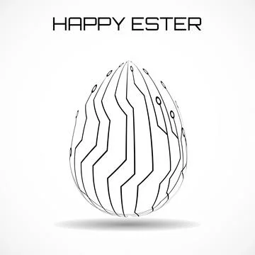 Abstract technology Easter eggs with circuit board. Happy Easter Egg Stock Illustration