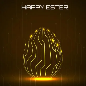 Abstract technology Easter eggs with circuit board. Happy Easter Egg Stock Illustration