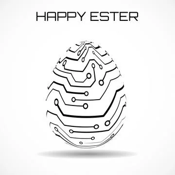 Abstract technology Easter eggs with circuit board. Happy Easter Egg Stock Illustration