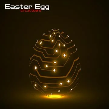 Abstract technology Easter eggs with circuit board. Happy Easter Egg Stock Illustration