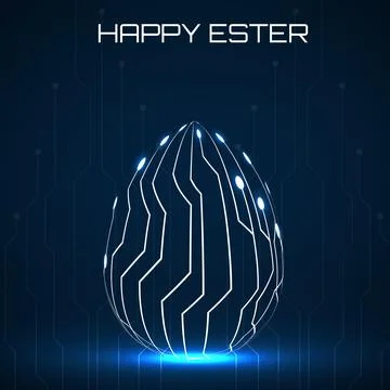 Abstract technology Easter eggs with circuit board. Happy Easter Egg Stock Illustration