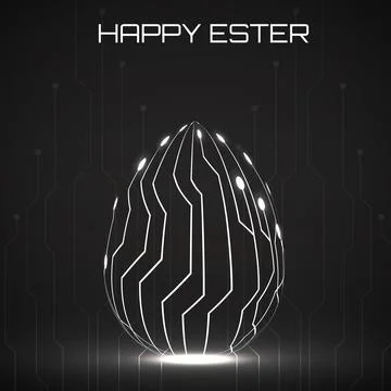Abstract technology Easter eggs with circuit board. Happy Easter Egg Stock Illustration