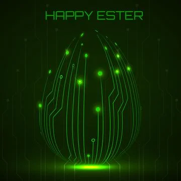 Abstract technology Easter eggs with circuit board. Happy Easter Egg Stock Illustration