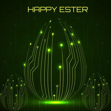 Abstract technology Easter eggs with circuit board. Happy Easter Egg Stock Illustration