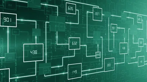 Abstract technology electronic circuit with number background LOOP green Stock Footage 71279739