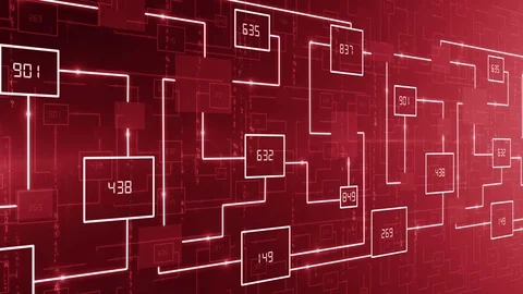 Abstract technology electronic circuit with number background LOOP red Vídeo Stock 71279828