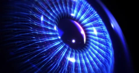 Abstract Technology Eye Iris with Bright Energy Light Flows. Stock Footage 331863248